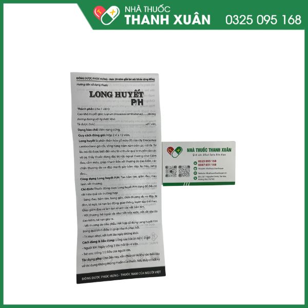 Long Huyết P/H trị sưng, đau, bầm tím